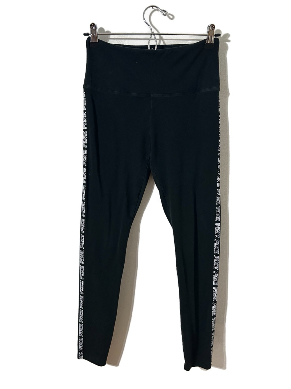 PINK Victoria’s Secret Black High-Waist Logo Down the Sides Leggings – Size M